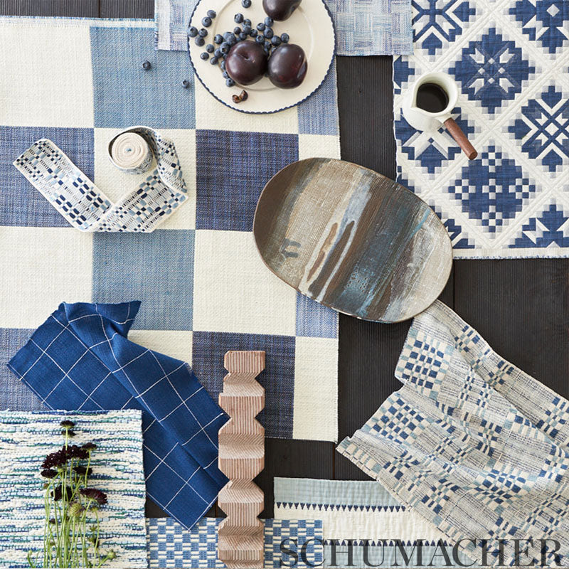 Schumacher Boro Plaid Indigo Fabric