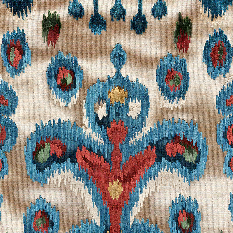 Schumacher Tabriz Ikat Velvet Multi Fabric - Eade's Wallpaper