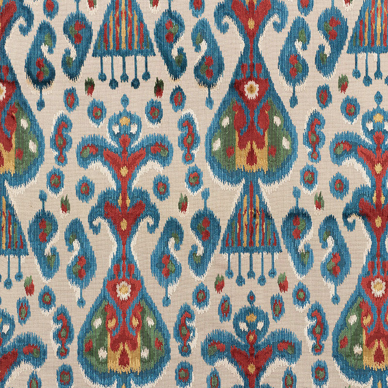 Schumacher Tabriz Ikat Velvet Multi Fabric - Eade's Wallpaper