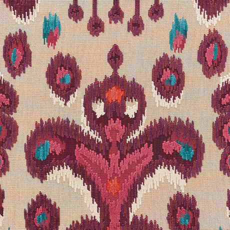Schumacher Tabriz Ikat Velvet Aubergine Fabric - Eade's Wallpaper