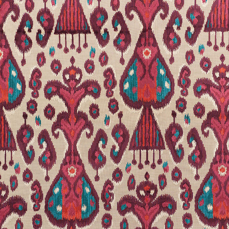 Schumacher Tabriz Ikat Velvet Aubergine Fabric - Eade's Wallpaper