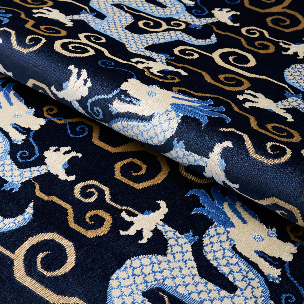 Schumacher Bixi Velvet Midnight Blue Fabric