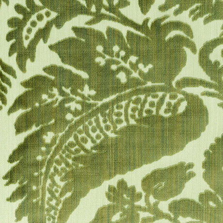 Schumacher Pavia Silk Velvet Olivine Fabric - Eade's Wallpaper
