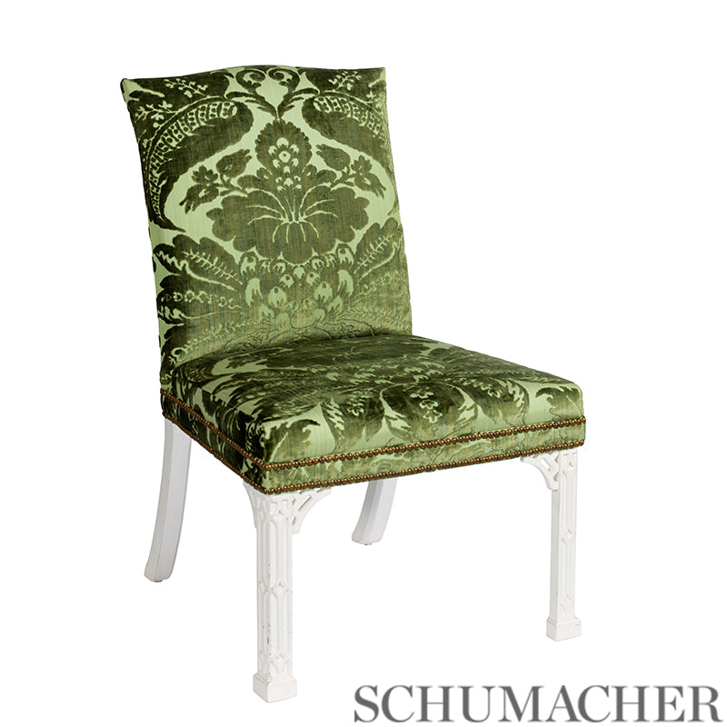 Schumacher Pavia Silk Velvet Olivine Fabric - Eade's Wallpaper