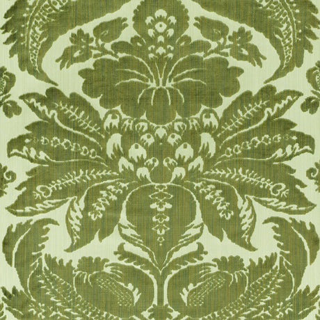 Schumacher Pavia Silk Velvet Olivine Fabric - Eade's Wallpaper