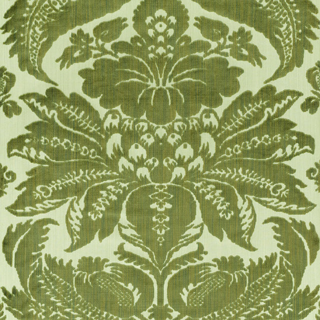 Schumacher Pavia Silk Velvet Olivine Fabric - Eade's Wallpaper