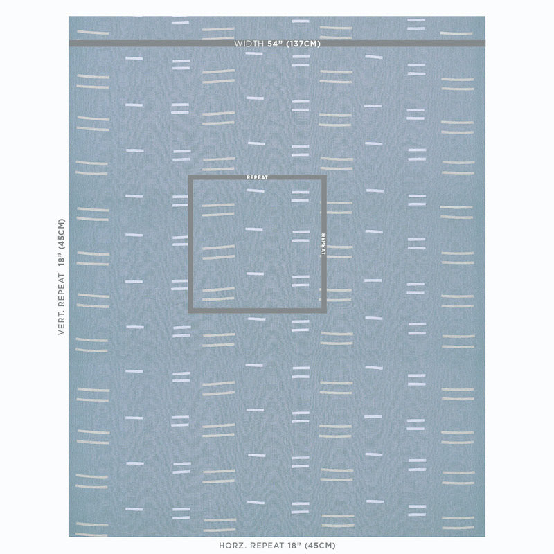 Schumacher Oaxaca Steel Fabric - Eade's Wallpaper