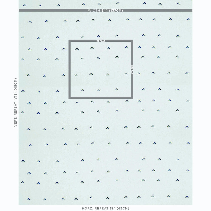 Schumacher Overlapping Triangles Navy & White Fabric - Eade's Wallpaper