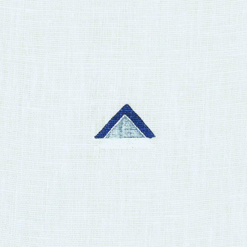 Schumacher Overlapping Triangles Navy & White Fabric - Eade's Wallpaper
