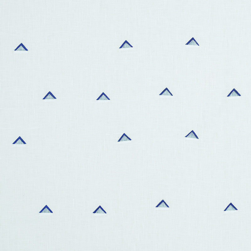 Schumacher Overlapping Triangles Navy & White Fabric - Eade's Wallpaper