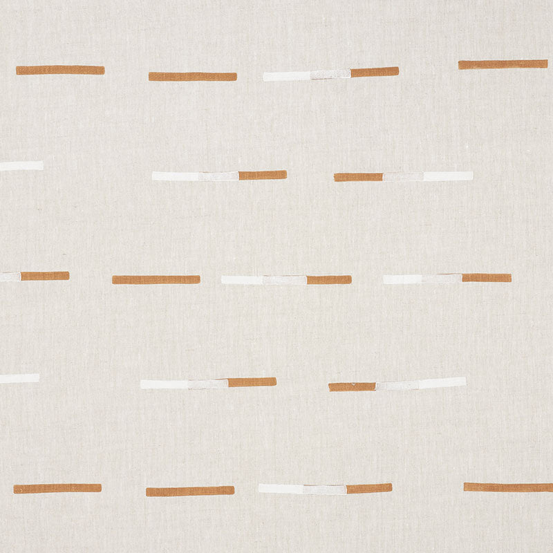 Schumacher Overlapping Dashes Brown & White Fabric - Eade's Wallpaper