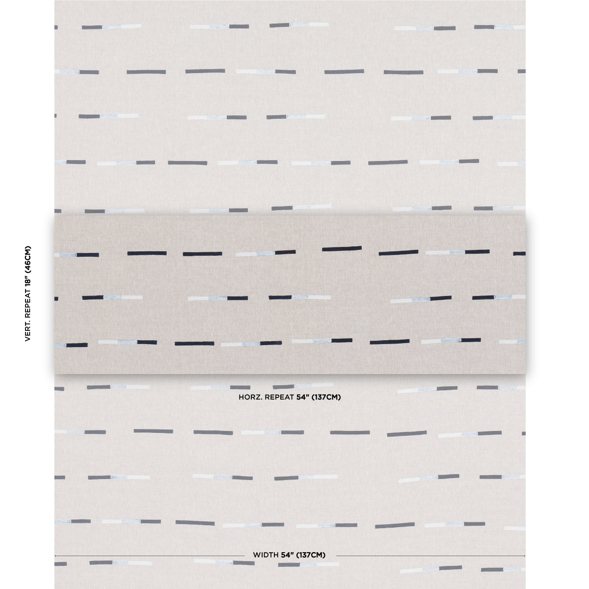 Schumacher Overlapping Dashes Navy Fabric - Eade's Wallpaper