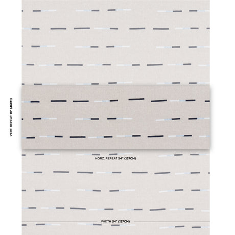 Schumacher Overlapping Dashes Navy Fabric - Eade's Wallpaper