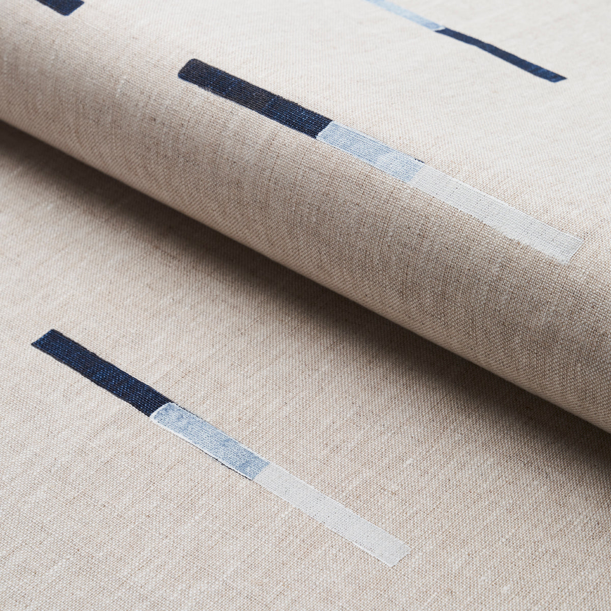 Schumacher Overlapping Dashes Navy Fabric - Eade's Wallpaper
