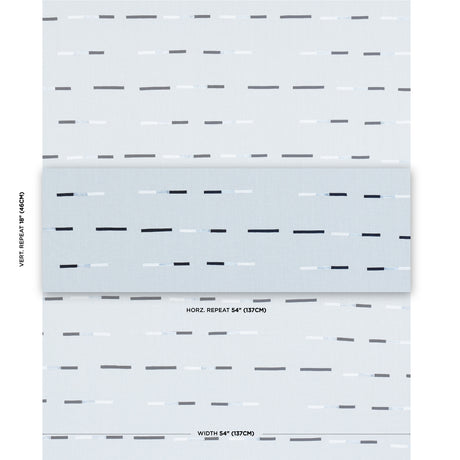 Schumacher Overlapping Dashes Sky Fabric - Eade's Wallpaper