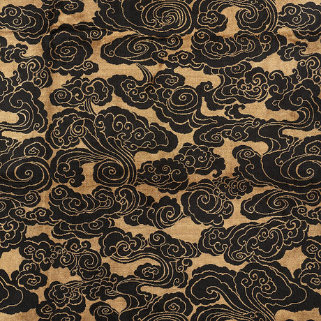 Schumacher Sozan Velvet Gold & Onyx Fabric - Eade's Wallpaper