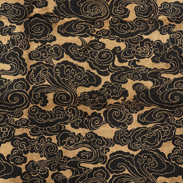 Schumacher Sozan Velvet Gold & Onyx Fabric - Eade's Wallpaper