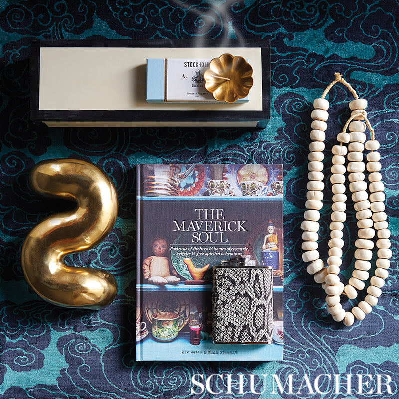 Schumacher Sozan Velvet Peacock Fabric - Eade's Wallpaper