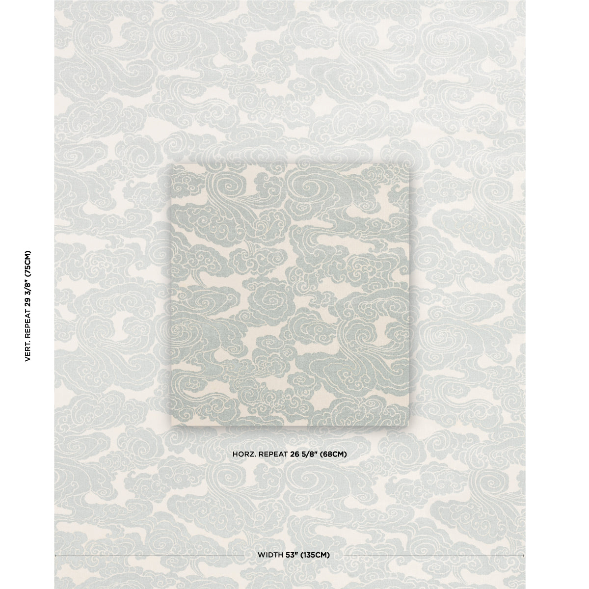 Schumacher Sozan Velvet Mist Fabric - Eade's Wallpaper