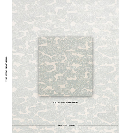 Schumacher Sozan Velvet Mist Fabric - Eade's Wallpaper