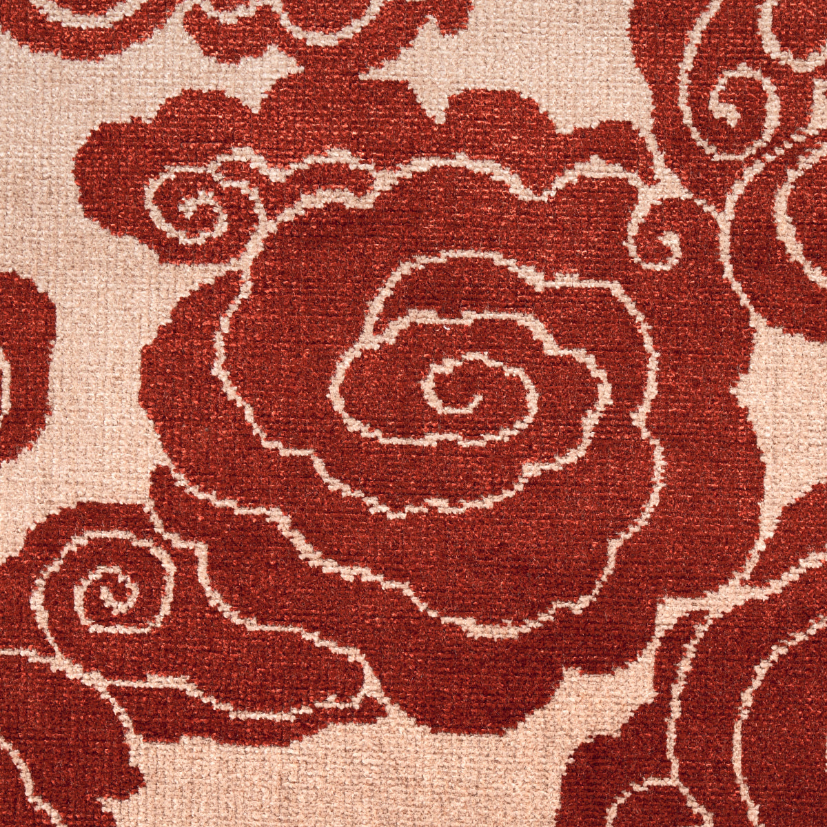 Schumacher Sozan Velvet Cinnabar Fabric - Eade's Wallpaper