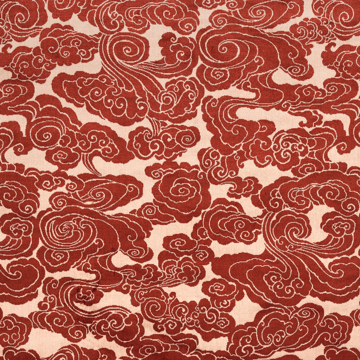 Schumacher Sozan Velvet Cinnabar Fabric - Eade's Wallpaper