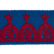 Schumacher 74156 Noelia Embroidered Tape in RED ON BLUE Trim