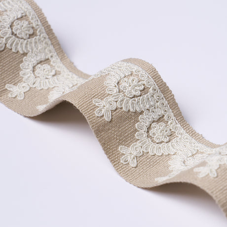 Schumacher 74159 NOELIA EMBROIDERED TAPE in NATURAL Trim - P