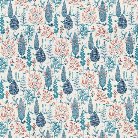 Schumacher Pandora Embroidery Delft & Rose Fabric - Eade's Wallpaper