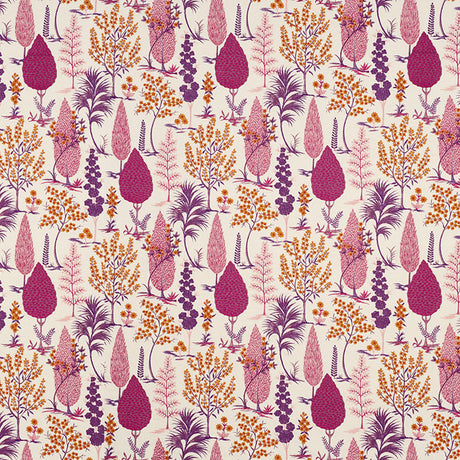 Schumacher Pandora Embroidery Aubergine Fabric - Eade's Wallpaper