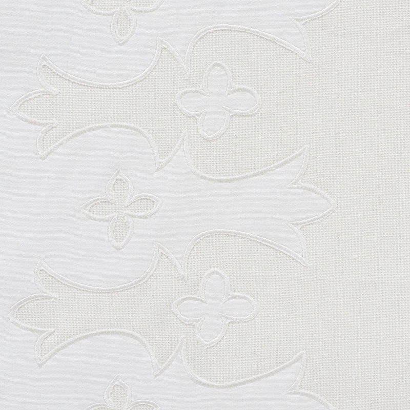 Schumacher Bergama Appliqué White & Ivory Fabric