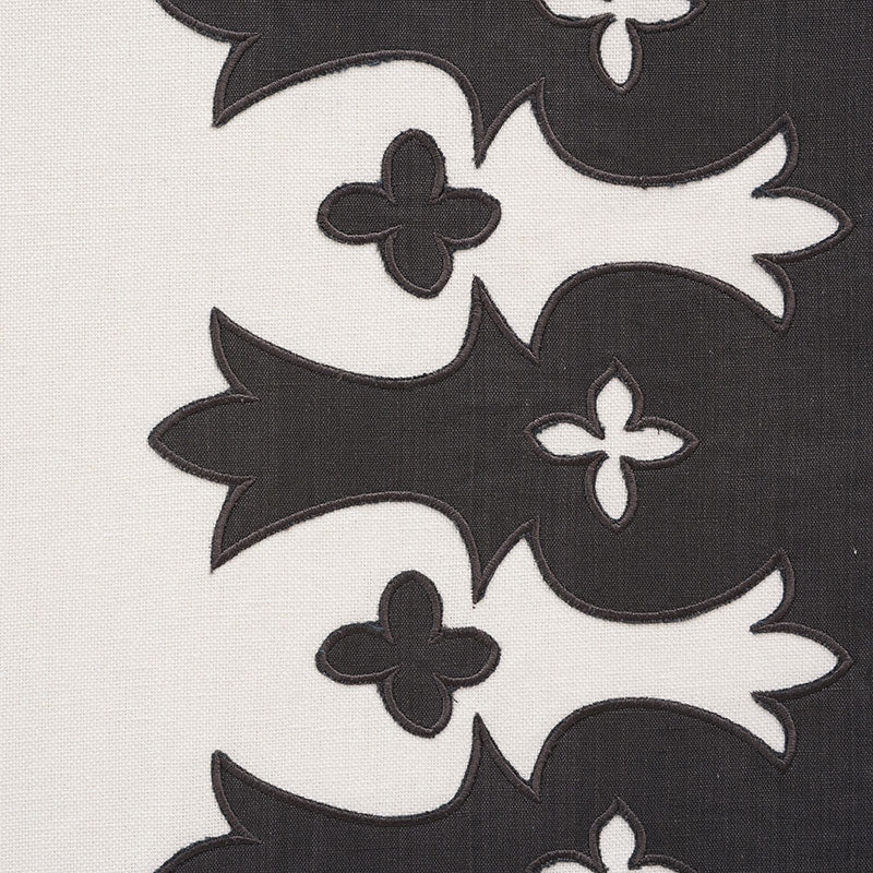 Schumacher Bergama Appliqué Carbon & Ivory Fabric