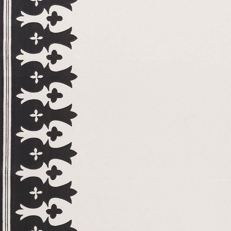 Schumacher Bergama Appliqué Carbon & Ivory Fabric
