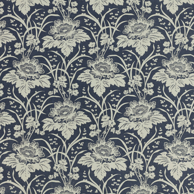 Schumacher 741N59 LOUISA in INDIGO Fabric - RAOUL TEXTILES