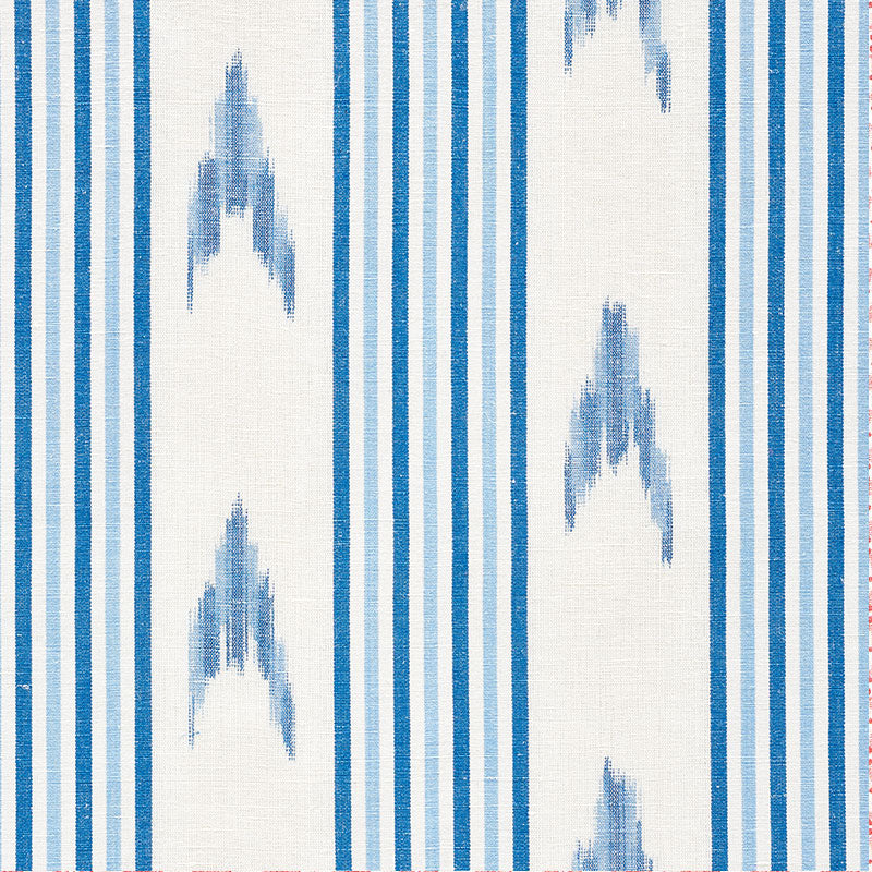 Schumacher Santa Barbara Ikat Indigo Fabric - Eade's Wallpaper