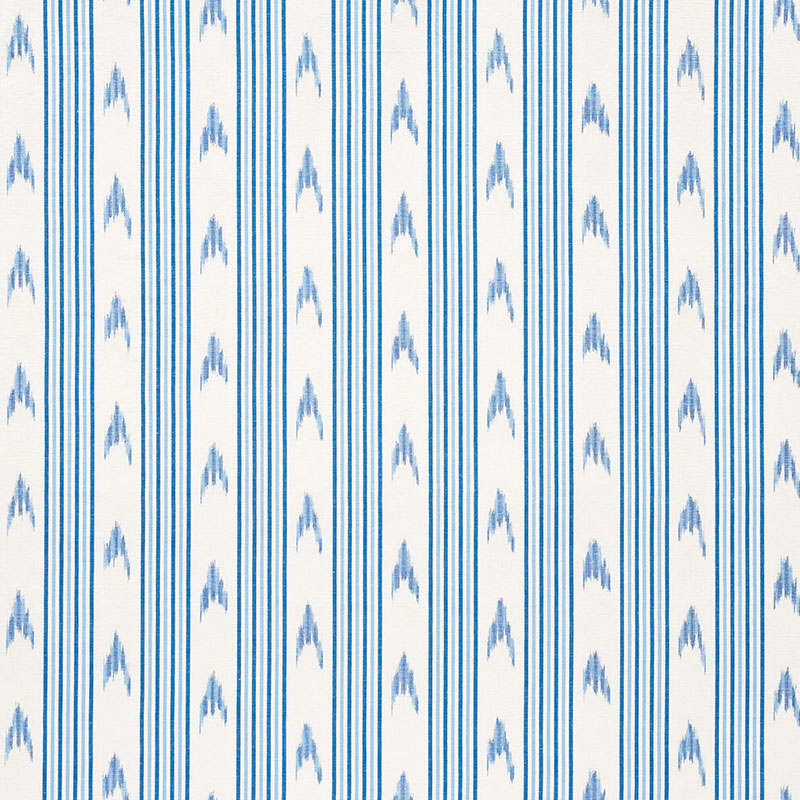 Schumacher Santa Barbara Ikat Indigo Fabric - Eade's Wallpaper