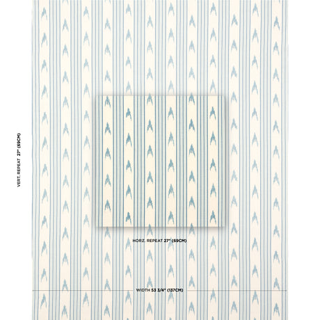 Schumacher Santa Barbara Ikat China Blue Fabric - Eade's Wallpaper