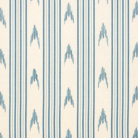 Schumacher Santa Barbara Ikat China Blue Fabric - Eade's Wallpaper
