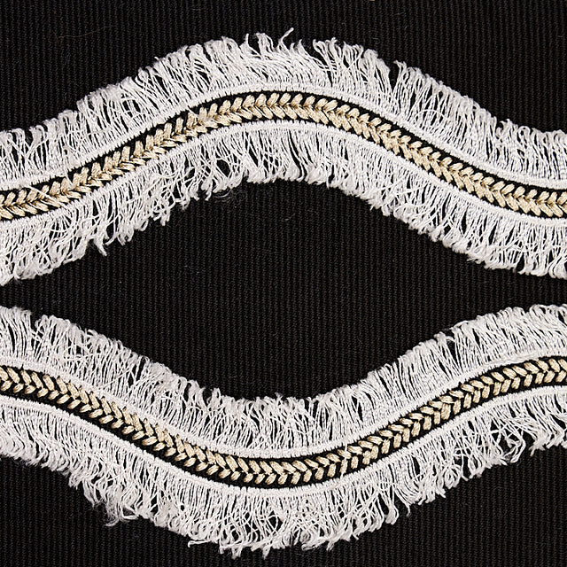 Schumacher 74334 OGEE EMBROIDERED TAPE in BLACK Trim - BOHEM