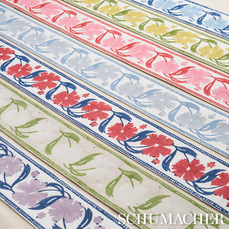 Schumacher 74401 ADRA HAND BLOCKED TAPE in LILAC & BLUE Trim