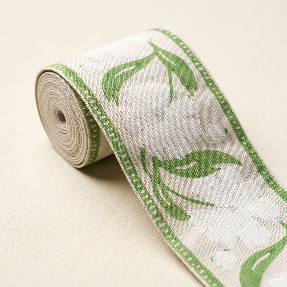 Schumacher 74405 ADRA HAND BLOCKED TAPE in IVORY & LEAF Trim