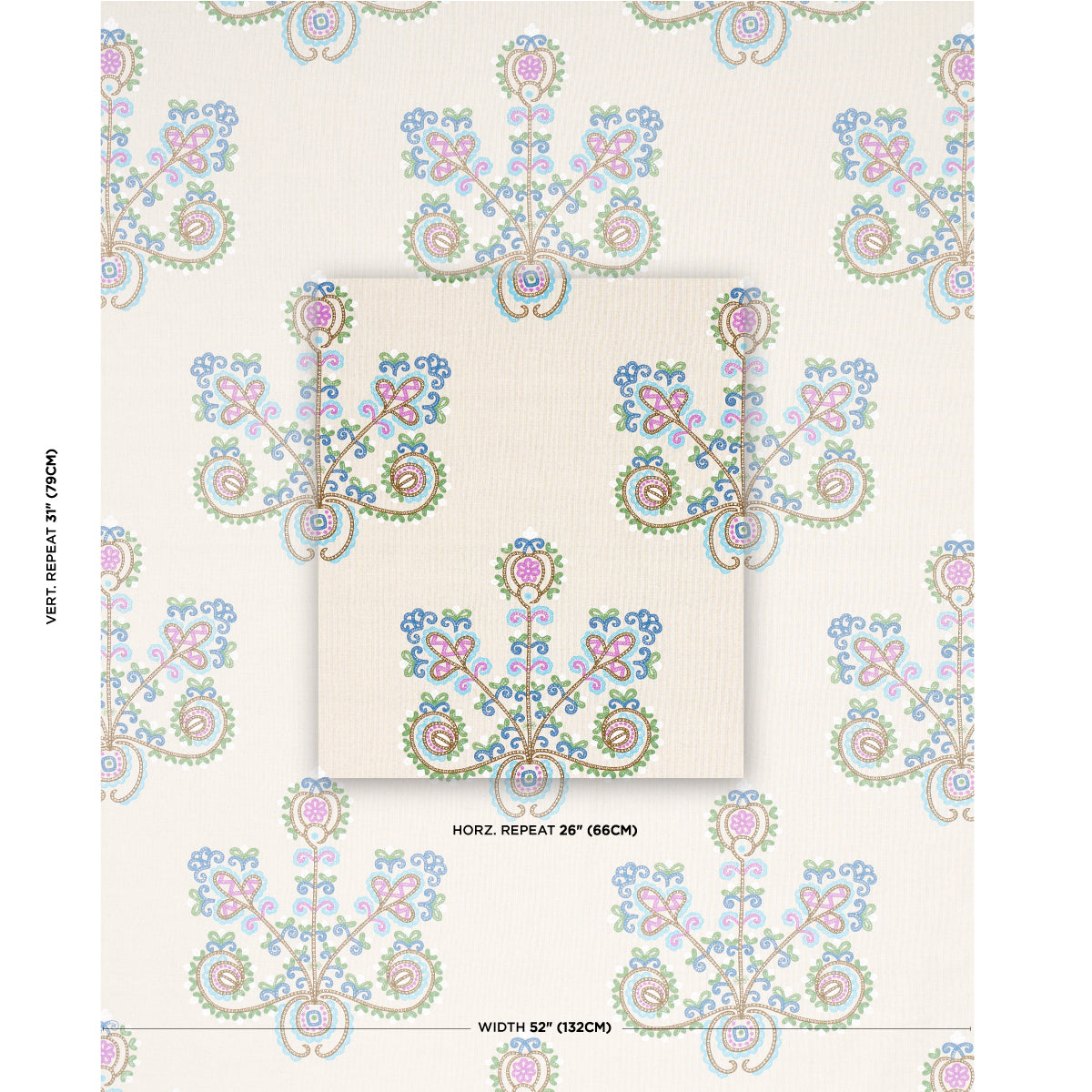 Schumacher Estrella Embroidery Jewel Fabric