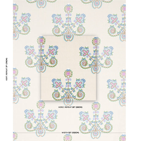 Schumacher Estrella Embroidery Jewel Fabric