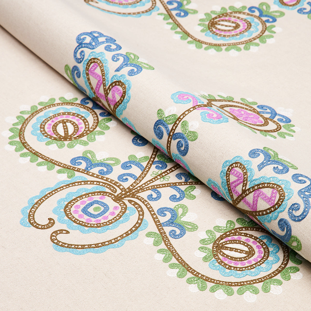 Schumacher Estrella Embroidery Jewel Fabric