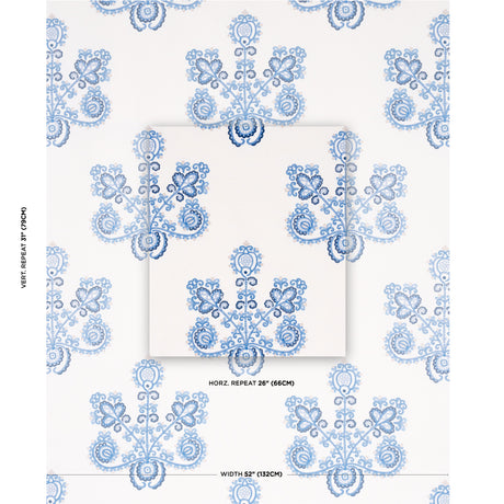 Schumacher Estrella Embroidery Porcelain Fabric