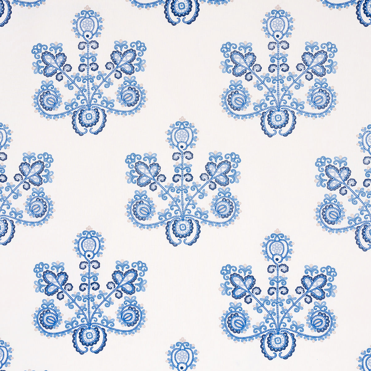 Schumacher Estrella Embroidery Porcelain Fabric