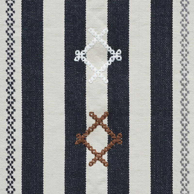 Schumacher Rhodes Stripe Black Fabric - Eade's Wallpaper