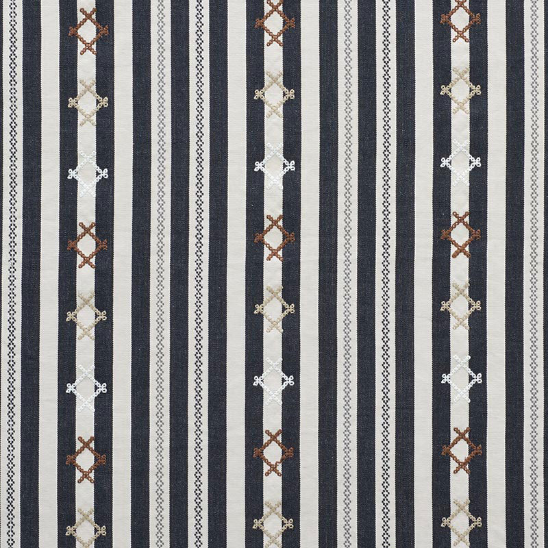 Schumacher Rhodes Stripe Black Fabric - Eade's Wallpaper