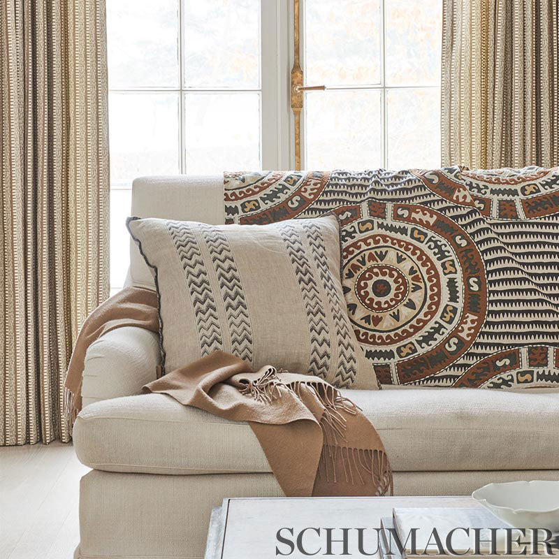 Schumacher 74471 CORFU in BLACK NEUTRAL Fabric - PRIMITIVE B