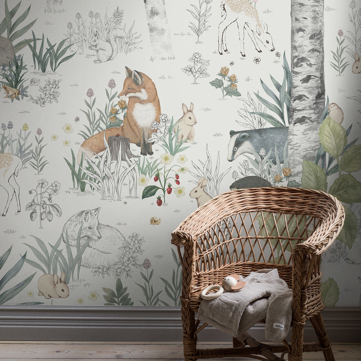 Schumacher Magic Forest Mural Ivory Wallpaper - Eade's Wallpaper